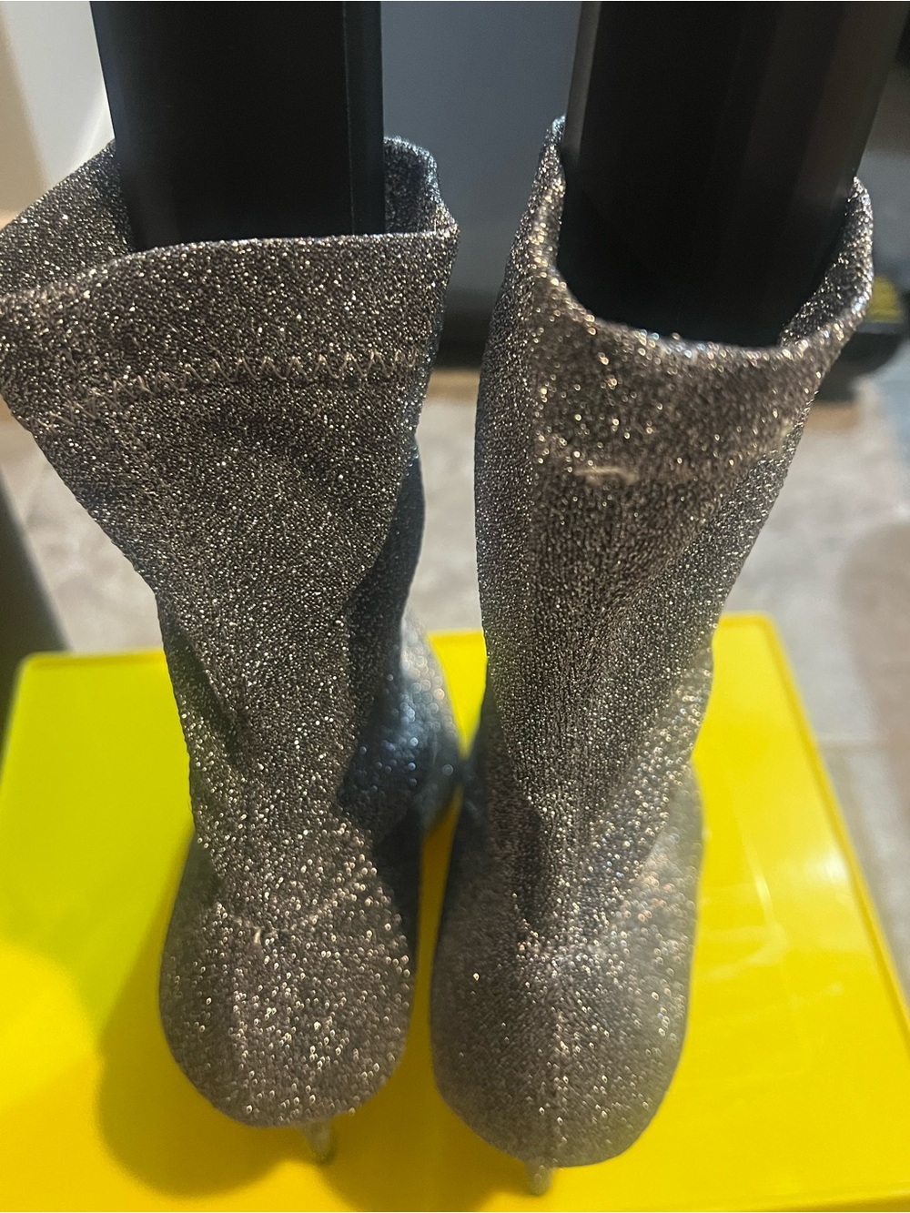 Sparkle Stretch Sock Booties in Silver